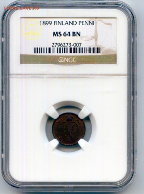 Финляндия. 1899. 1 пенни. NGC MS64 BN до 21:05 в22:00 - CWSC019