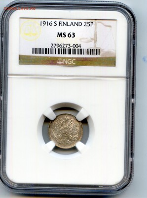 Финляндия 1916. 25 пенни. S.NGC MS63 до21.05 в22:00 - CWSC037