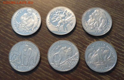 СЬЕРРА-ЛЕОНЕ - ОБЕЗЬЯНЫ наб. 6 шт. до 23.05, 22.00 - Сьерра-леоне обезьянки набор 6 шт. 1