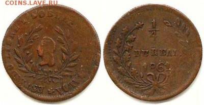 Старая Мексика. - Мексика 1.4 реала (Un Quarto - Una Quartilla) 1861 КМ-363