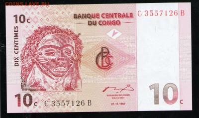 КОНГО 10 САНТИМ 1997 UNC - 3 001