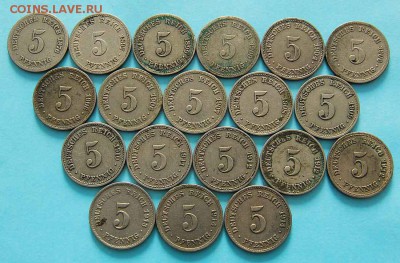 [ФИКС 50 РУБЛЕЙ] Германия. Кайзер 5 пфеннигов 1876-1914 (19) - 422