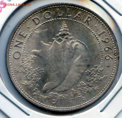 Багамы. $1. 1966. Ракушка Серебро 800 BU до 21.05 в 22:00 - CWSC114