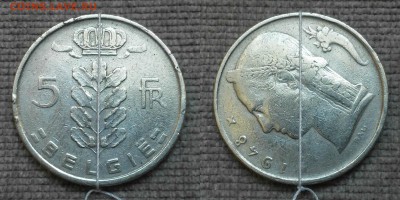 Повороты и расколы на монетах Бельгии-8шт+бонус - №6