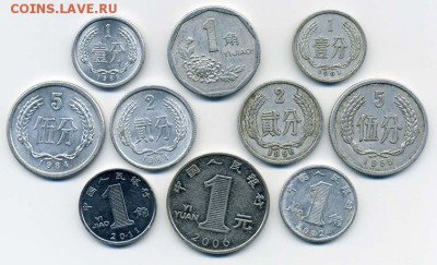 Подборка монет Китая, 10 шт. - подборка_Китай-10шт_р