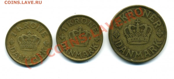 монеты Дании, 1925 год, 1, 2 кроны - дания