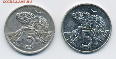 Новая Зеландия 5 центов 2 шт. - реверс. - Новая-Зеландия_5центов-2шт_р