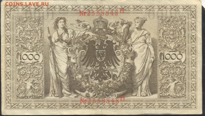 Германия 1000 марок 1910 г. 22.05.17 г. 22 -00 МСК. - 1000  м. 1910 1