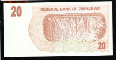 ЗИМБАБВЕ 20 ДОЛЛАРОВ 2006 UNC - 20 001