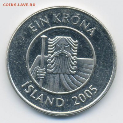 Исландия 1 крона 2005 - аверс. - Исландия_1крона-2005_А