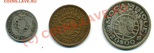 Монеты Мозамбика, 20 долларов, 1 эскудо, 2,5 доллара - мозамбик