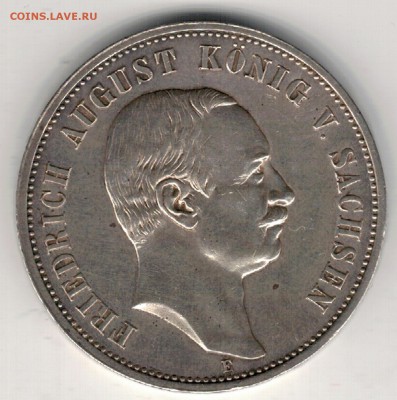 Ag ГЕРМАНИЯ (САКСОНИЯ) 3 МАРКИ 1913 ДО 25.05 ДО 22Ч (Е1) - 5-г3