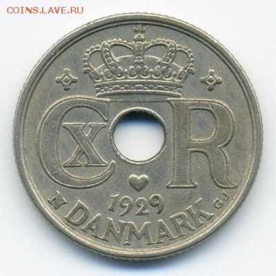 Дания 10 эре 1929 - аверс. - Дания_1929-10эре_А