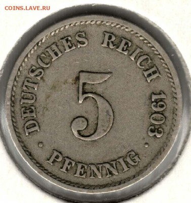Германия. 5 пфеннигов 1903 G. С 10. До 24.05 - 21