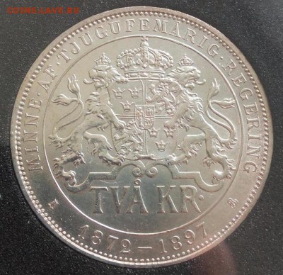 ШВЕЦИЯ 2 кроны, 1897, 25 лет вступлению на престол Оскара II - tJbrUV7-GsU