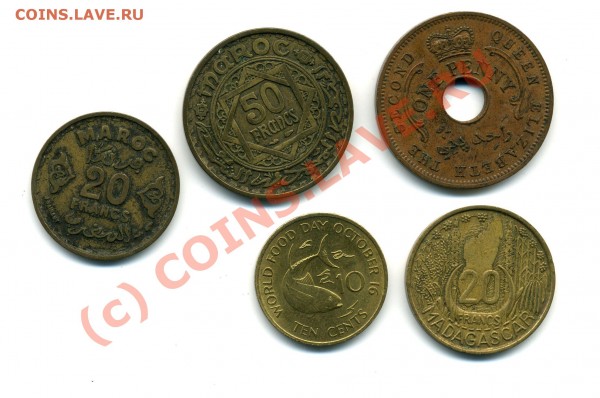 Монеты Марокко, Нигерии, Мадагаскара и Сейшельских островов - подб1