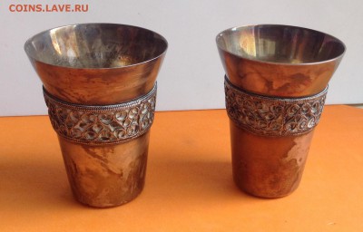 Солонка серебро, и мельхиор подстаканники и стопки - image