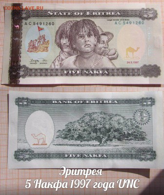 Эритрея 5 Накфа 1997 года UNC - аукц