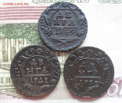 Лот денга 1737, 1741 (с остями), 1749 (перья) года. - SAM_0417.JPG