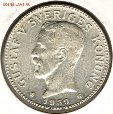 Швеция. 2 кроны 1939. Отличная. С 1100. До 27.05 - 14