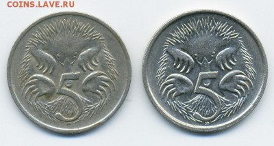 Австралия 5 центов 2 шт - реверс. - Австралия_5центов-2шт_р