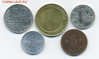5 монет Финляндии - реверс. - подборка_Финляндия-5шт_р