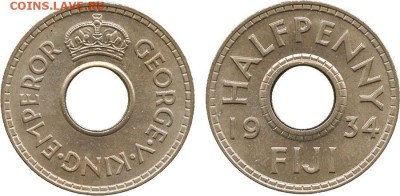 Монеты с отверстием в центре - 1.2 пени 1934