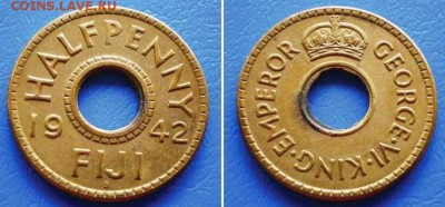 Монеты с отверстием в центре - 1.2 пени 1942