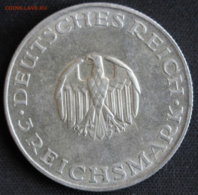 С 1 РУБ. ГЕРМАНИЯ 3 марк 1929г."D" ЛЕССИНГ UNC до 1.06 в 22 - IMG_7218.JPG