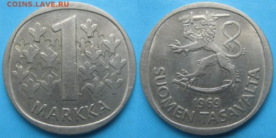21.Ходячка Финляндии 1963-2000г. - 21.22. -Финляндия 1 марка 1969 S    5215