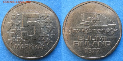 21.Ходячка Финляндии 1963-2000г. - 21.41. -Финляндия 5 марок 1977 K    160-к15-6389