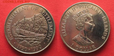 Крона Шайба Остров Питкэрн 1$ доллар 1990 rкорабль Баунти - krona_shajba_ostrov_pitkern_1_dollar_1990_pitkern_korabl_parusnik_baunti