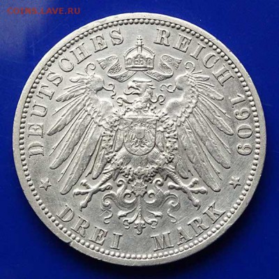 Пруссия 3 марки 1909 - реверс. - Германия-Пруссия_1909-3марки_Р.JPG