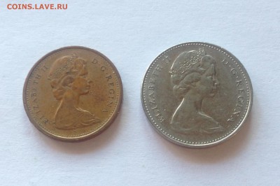 1 цент 1967г., 5 центов 1973г. Канада , до 07.06.17г. - канада-1