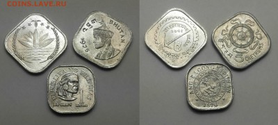 4-угольные монеты Азии-3 шт - 3.