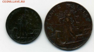 1 и 2 чентезимо Италия 1915г Корабли до 7 06 17 до 22-00 мск - хх487