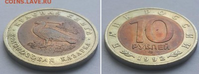 Красная книга. 10 рублей 1992 Краснозобая казарка. - 10р 92 казарка 2
