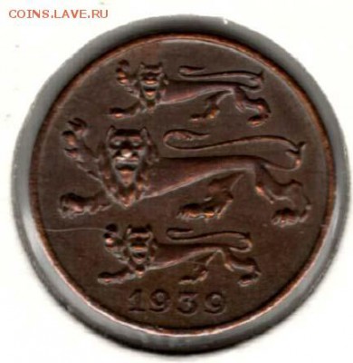 Эстония. 1 цент 1939. Отличный. С 1000. До 09.06 - 4