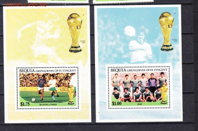 Гренада Гренадины BEQUIA 1986 футбол ЧМ 2 блока - 48б