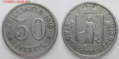 Нотгельды Германии. Обзорная тема. - 50 пф. 1919г. Ваттеншайд, железо.JPG