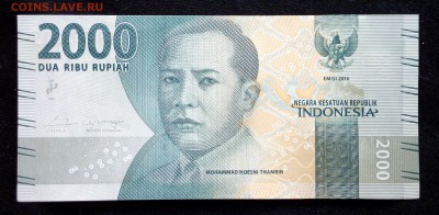 Индонезия 2000 рупий 2016 unc до 16.06.17. 22:00 мск - 2