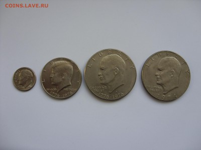 2$ 1976, 1$ Колокол 1976, 1$ Орёл 1974 США. - 10c и 1-2$ и 1$ и 1$ - 2.JPG