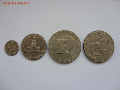 2$ 1976, 1$ Колокол 1976, 1$ Орёл 1974 США. - 10c и 1-2$ и 1$ и 1$ - 1.JPG