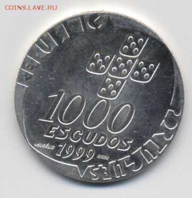 Серебряные монеты 20 в. (Британия,США,Португалия,Германия) - 1000 эскудо 1999 г. (Португалия) - 1