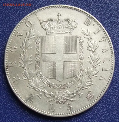Италия. 5 лир 1871 М. До 17.06.17. в 21:30. - 5-1871-ss,kr.JPG