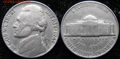 22.Ходячка США 1943-1981г. - 22.28. -США 5 центов 1947   164-ас6-3379