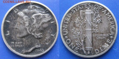 22.Ходячка США 1943-1981г. - 22.32. -США дайм 1943    6253