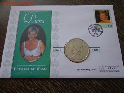 НИУЭ - 1$ ДИАНА конверт до 20.06, 22.00 - Ниуэ 1 д 1997 Принцесса Диана конверт зеленый_1