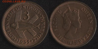 Англия и колонии по ФИКСированной цене - Кипр 3 милс 1955