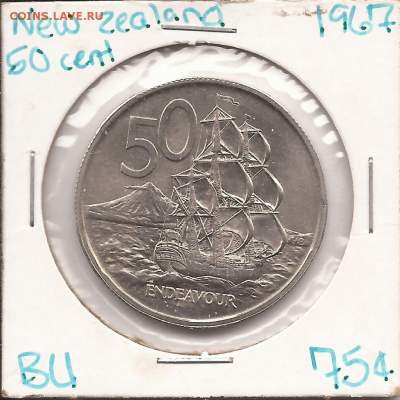 Новая Зеландия. КОРАБЛЬ. (сохран) 50 ц.1967 - ЗЕЛАНДИЯ.